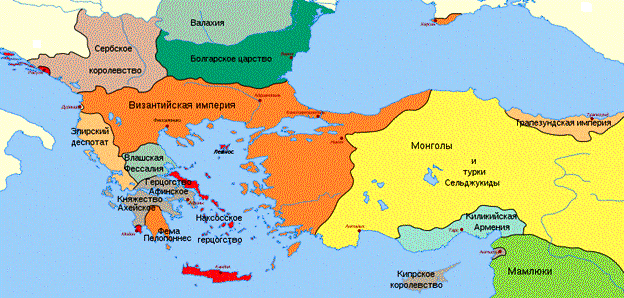 Карта Византии 1261 года